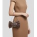 Evening Bag - 3-layer Bow-Inspired Design w/ Linear Beads - Brown - BG-444MBN